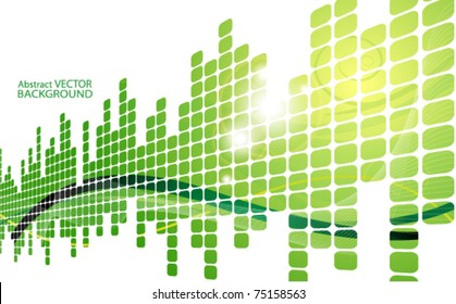 green abstract background with squares