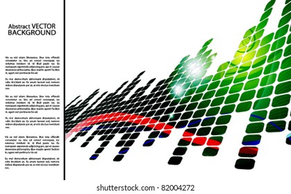 green abstract background with squares and space for text