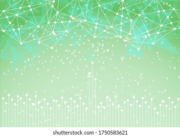 fondo abstracto verde con triángulos, puntos y líneas