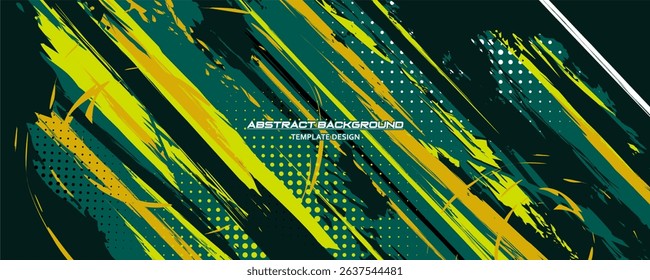 Green Abstract Background Vector with Sportly Style and Grunge Effect. Brush Stroke Illustration Vector, Poster. Scratch Texture Elements For Design Template