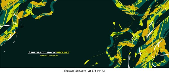 Green Abstract Background Vector with Sportly Style and Grunge Effect. Brush Stroke Illustration Vector, Poster. Scratch Texture Elements For Design Template