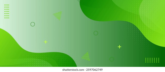 green abstract background, wave, halftone. shape overlaping composition. Vector Illustration