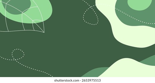 Fondo abstracto verde con patrón de onda y hoja. Plantilla de diseño para Anuncios, carteles y redes sociales.