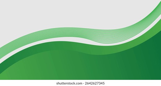 Green abstract background waves with geometric shapes gradient color for presentation design.vector illustration.eps10