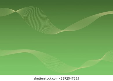 Green abstract background with wavy lines. Vector illustration. Designer stylish poster, cover, fond.