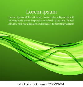 Green abstract background with wavy lines
