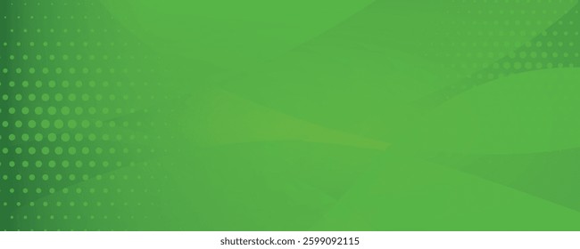 Green Abstract Background with Wavy Lines and Dotted Pattern