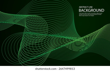 Green abstract background with wavy lines. Cover design template. Vector illustration