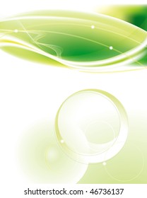 Green abstract background with wavy lines