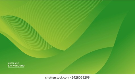 Green abstract background with wavy shapes