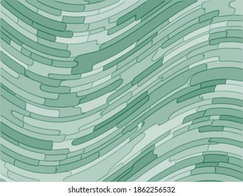 Green abstract background wit wavy lines, shapes. Vector illustration