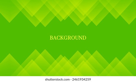 Green abstract background with yellow square and triangular pattern, cave crystal shape, modern geometric banner	