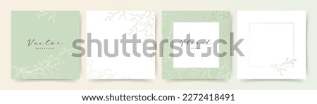 Green abstract backgrounds with spring floral elements. Vector design templates for postcard, poster, business card, flyer, magazine, social media post, banner, wedding invitation  ストックフォト © 