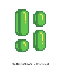 Green abstract balls. Pixel art icon. Flat style. 8-bit. Sticker design. Isolated vector illustration.