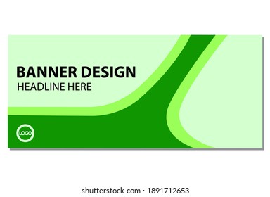 green abstract banner design. flat banner design for business use. horizontal creative banner design