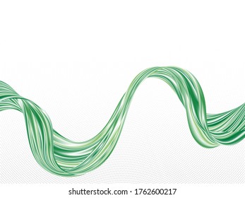 Green abstract bright wave stream. Abstract background. Liquid wave