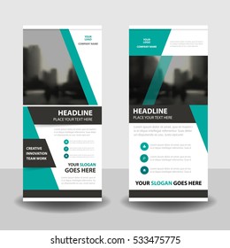 Green abstract Business Roll Up Banner flat design template ,Abstract Geometric banner illustration set, abstract presentation brochure flyer vector