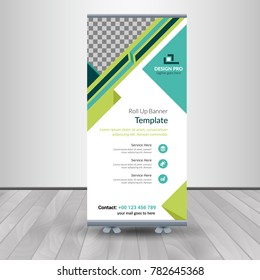 Green abstract Business Roll Up Banner flat design template ,Abstract Geometric banner template Vector illustration set, abstract presentation template