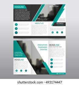 Green abstract business trifold Leaflet Brochure Flyer report template vector minimal flat design set, abstract three fold presentation layout a4 size