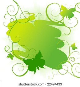 green abstract with butterflies