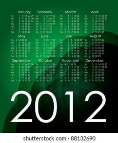 Green abstract calendar 2012.