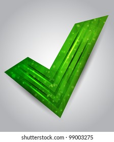 green abstract check mark. vector illustration
