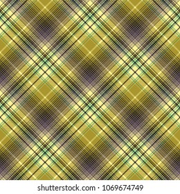 Green abstract check plaid seamless pattern. Vector illustration.