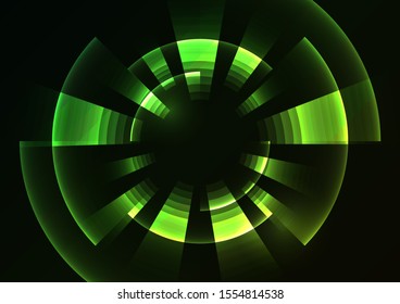 green abstract circle background, digital overlap layer line, simple technology design template, vector illustration