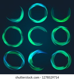 Conjunto de vetor de banners de círculo abstrato verde