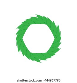 Green abstract circle icon in cartoon style on a white background