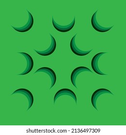 Green abstract circles art. Square size abstract vector design