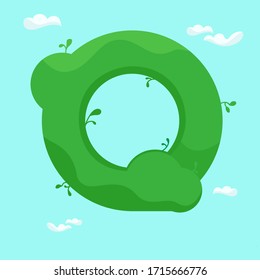 Green abstract cloud. Round garden.