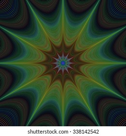 Green abstract colorful curved star fractal design