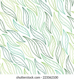 green abstract colorful leaves vector seamless pattern
