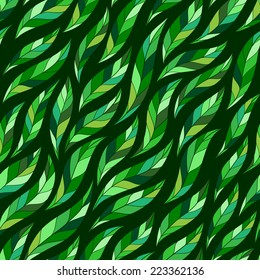 green abstract colorful leaves vector seamless pattern