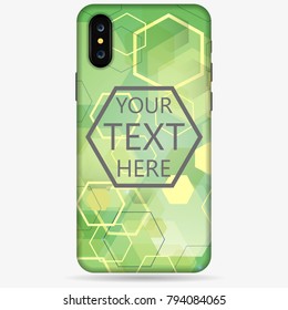 Green Abstract cover smartphone on a gray background. vector illustration.