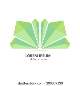 green abstract crystal geometric icon, logo isolated