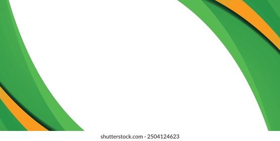 Green Abstract Curve Element Corner Border, Gradient Wave Decoration. Wave Corner Abstract Background Vector. Graphic Design Element. Vector Illustration, Abstract White and Green wave wide background