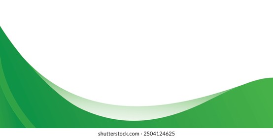 Green Abstract Curve Element Corner Border, Gradient Wave Decoration. Wave Corner Abstract Background Vector. Graphic Design Element. Vector Illustration, Abstract White and Green wave wide background