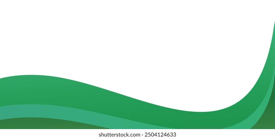Green Abstract Curve Element Corner Border, Gradient Wave Decoration. Wave Corner Abstract Background Vector. Graphic Design Element. Vector Illustration, Abstract White and Green wave wide background