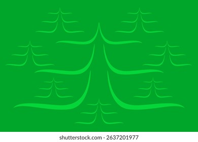 Green abstract design featuring curving lines creating a balanced composition on a solid background