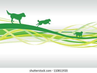 green abstract dog line background