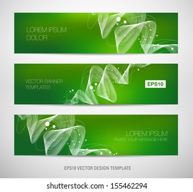Green abstract dynamic wave banners