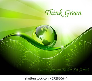 Green abstract fantasy background - Vector illustration