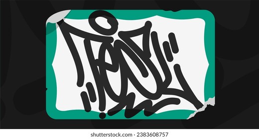 Abstrakter Sticker für grünes Flachbild-Graffiti-Sticker mit einigen Street Art Lettering Vektorgrafik