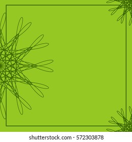 Green abstract floral frame. Geometric border template. Background for invitations, greeting cards, postcards, brochures, menus with place for text. Made using clipping mask. Vector