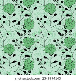 green abstract floral and leaf seamless pattern background for textile