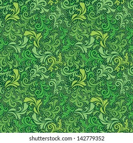Green abstract floral seamless pattern