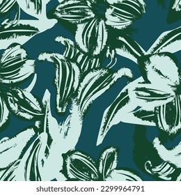 Green Abstract Floral seamless pattern design for fashion textiles, graphics, backgrounds and crafts