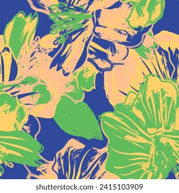 Green Abstract Floral seamless pattern design for fashion textiles, graphics, backgrounds and crafts